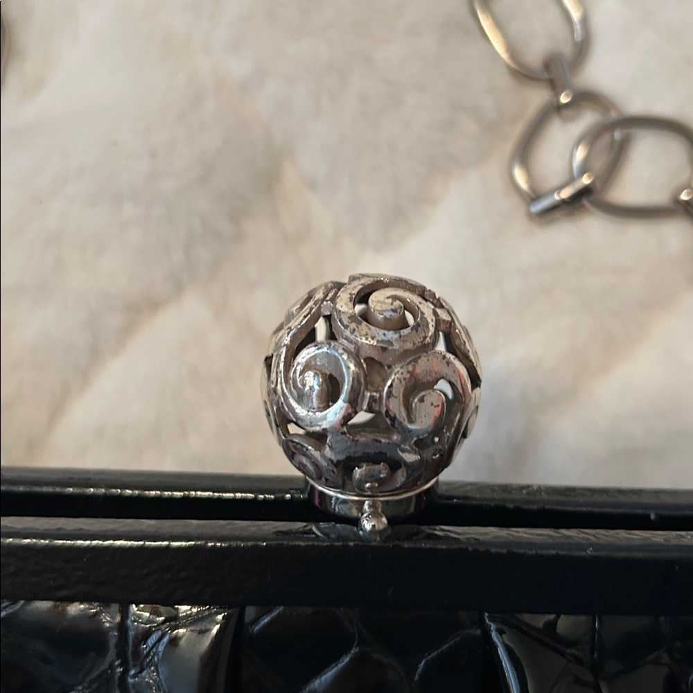 Brighton Black Quilted Clutch with Silver Chain - Picture 8 of 8